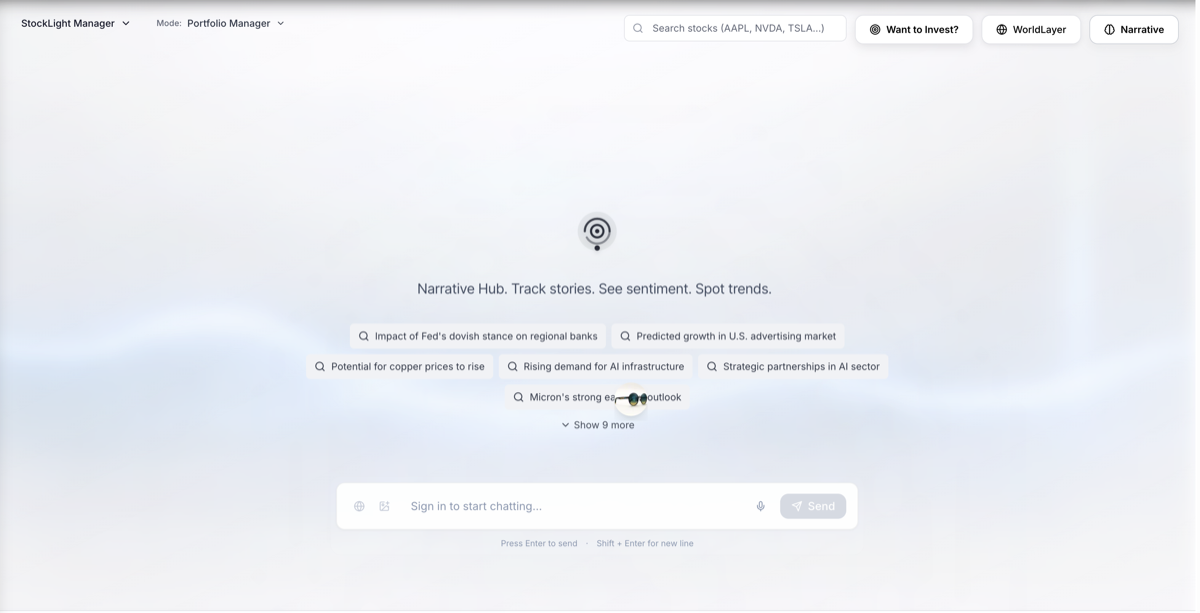 StockLight AI copilot chat.